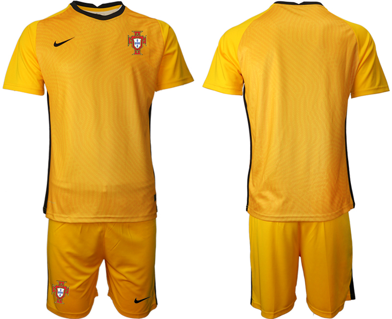 Men 2021 European Cup Portugal yellow goalkeeper Soccer Jerseys